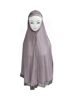 Solid Pattern Mesh Detail Hijab Light Brown