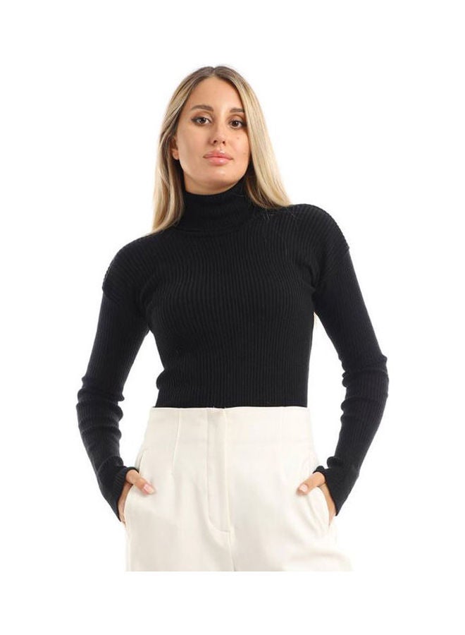 Caesar High Neck Wool Shirt Black  - Image 1
