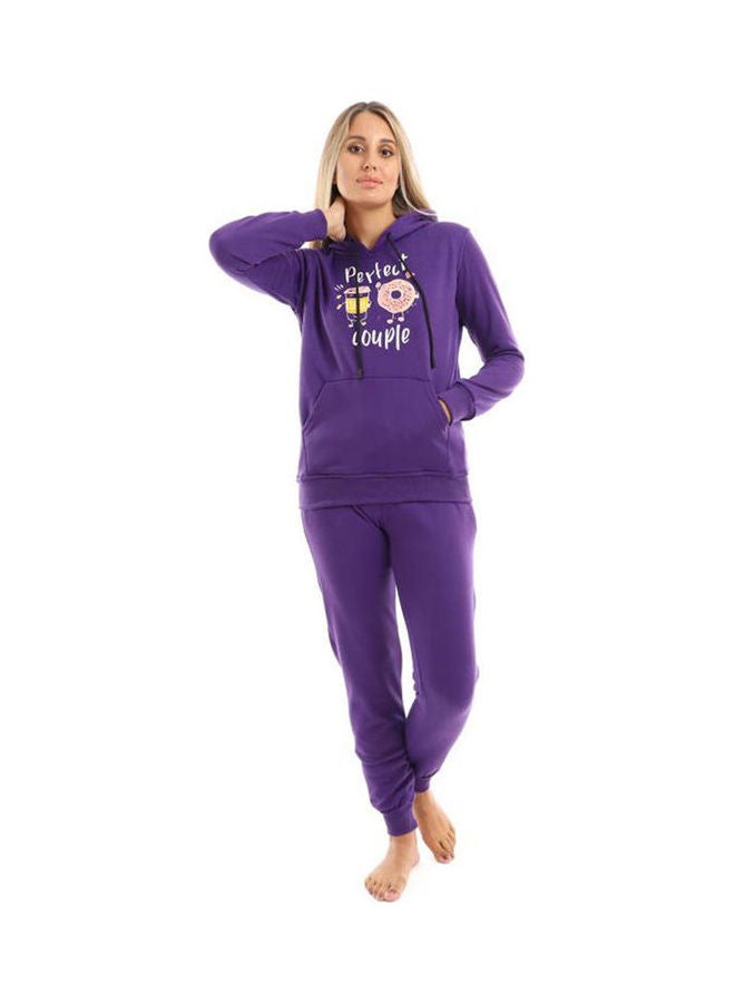Caesar - Training Suit With Pockets Printed Dontus And Coffee Purple - Image 1