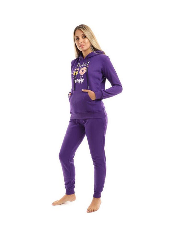 Caesar - Training Suit With Pockets Printed Dontus And Coffee Purple - Image 1