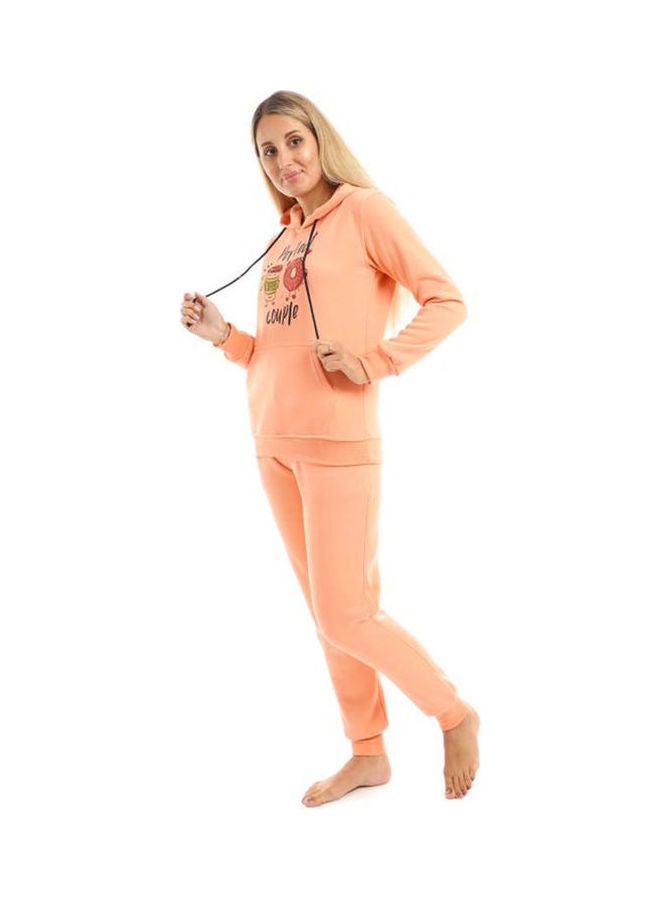 Caesar Training Suit With Pockets Printed Dontus And Coffee Orange  - Image 1