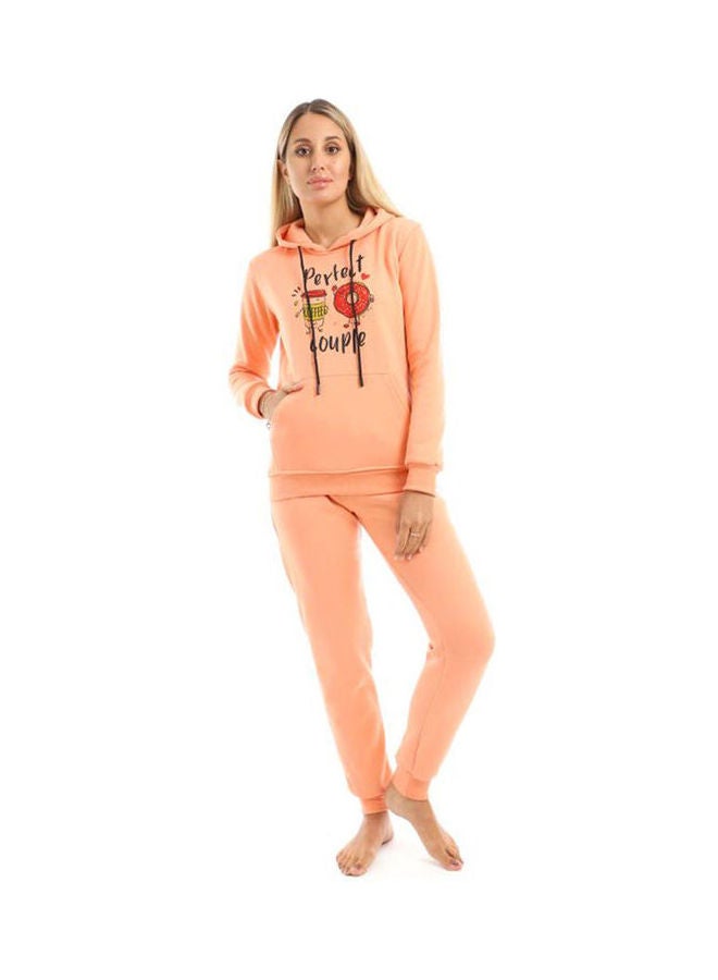 Caesar Training Suit With Pockets Printed Dontus And Coffee Orange  - Image 4
