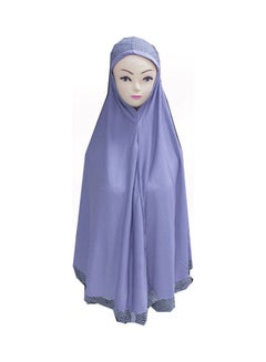 Solid Pattern Mesh Detail Hijab Purple