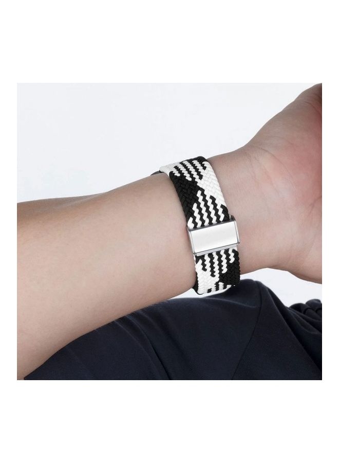 MARGOUN - Adjustable Solo Loop Band With Buckle For Apple Watch 42/44/45mm Black/White - Image 1