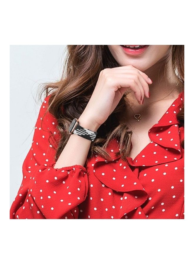 MARGOUN - Adjustable Solo Loop Band With Buckle For Apple Watch 42/44/45mm Black/White - Image 1