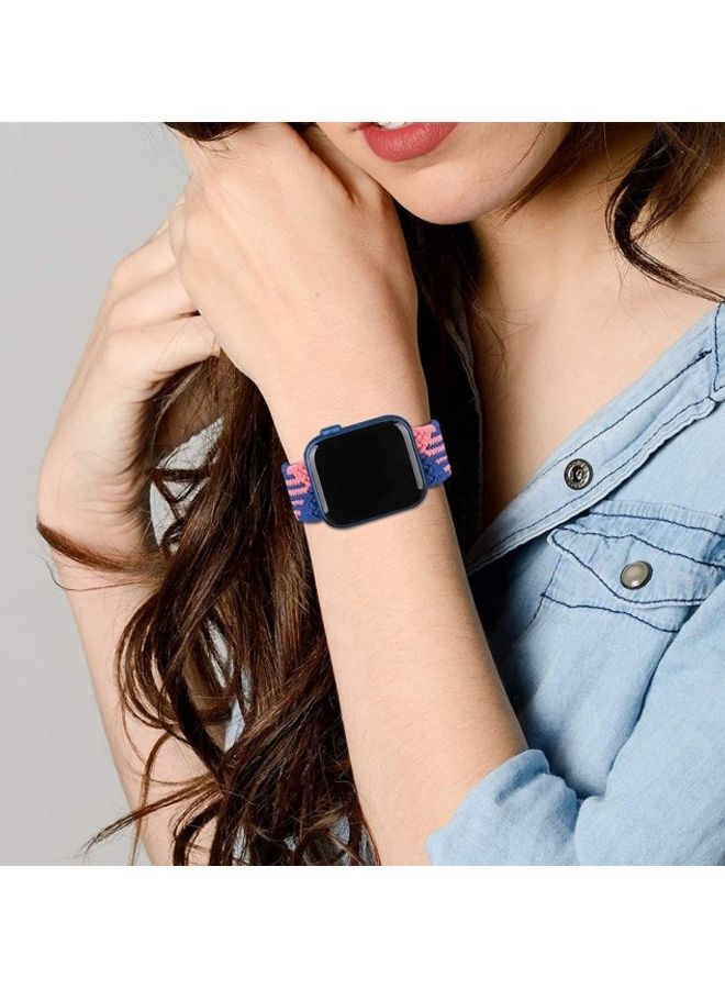 Adjustable Solo Loop Band With Buckle For Apple Watch 42/44/45mm Blue/Pink