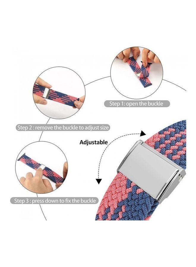 Adjustable Solo Loop Band With Buckle For Apple Watch 42/44/45mm Blue/Pink