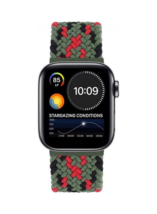 مارجون سوار سولو لوب قابل للتعديل مع إبزيم لساعة أبل مقاس 42/44/45 مم أخضر/ أحمر/ أسود - Image 2