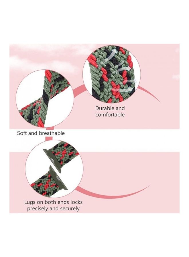 مارجون سوار سولو لوب قابل للتعديل مع إبزيم لساعة أبل مقاس 42/44/45 مم أخضر/ أحمر/ أسود - Image 4