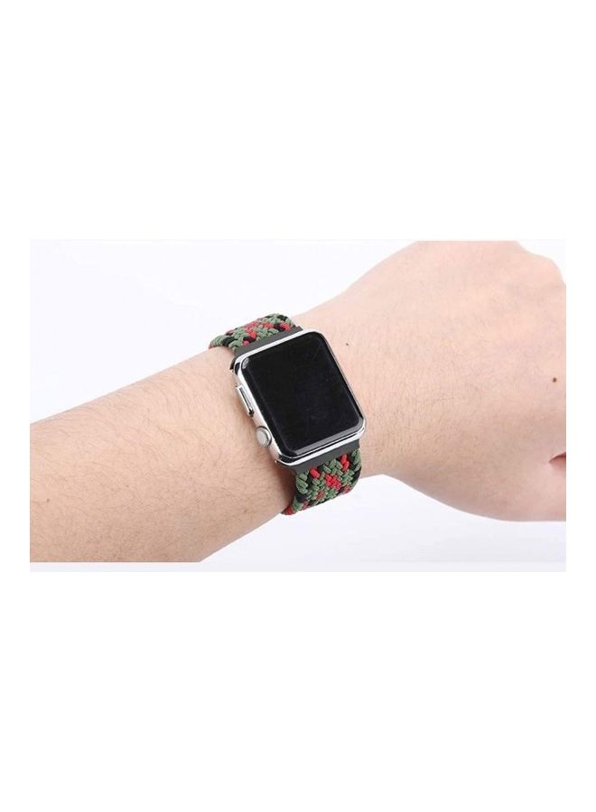 مارجون سوار سولو لوب قابل للتعديل مع إبزيم لساعة أبل مقاس 42/44/45 مم أخضر/ أحمر/ أسود - Image 5