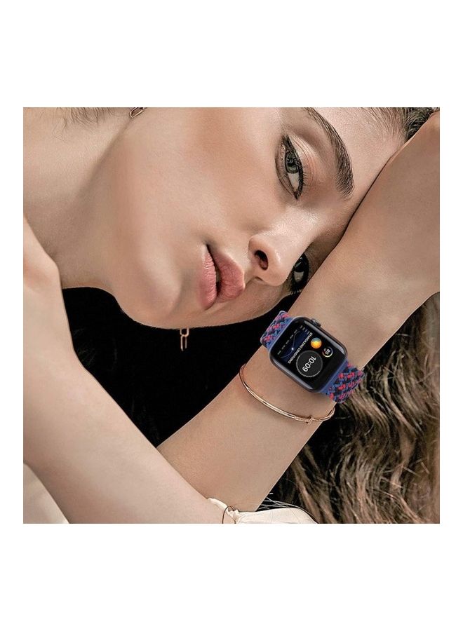 MARGOUN - Adjustable Solo Loop Band With Buckle For Apple Watch 38/40/41mm Blue/Red - Image 1