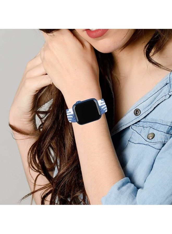 MARGOUN - Adjustable Solo Loop Band With Buckle For Apple Watch 38/40/41mm Blue/White - Image 1