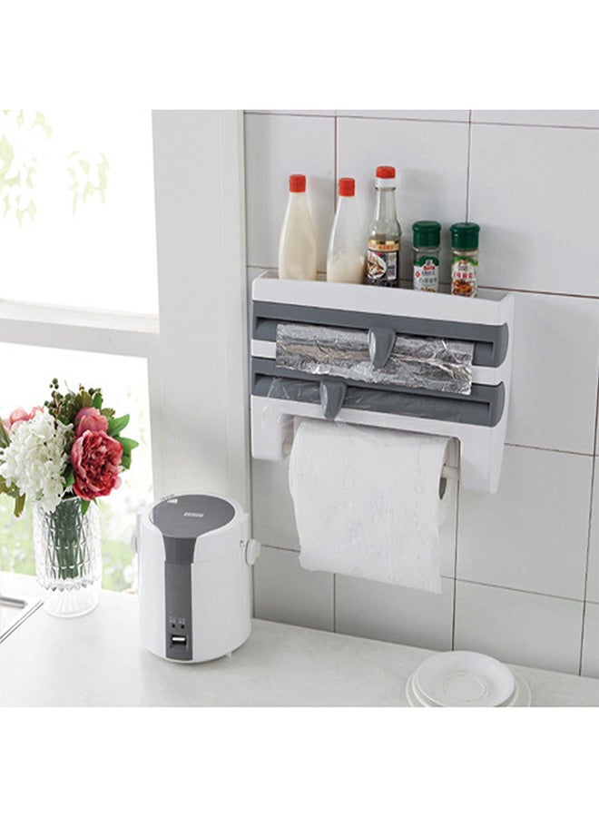 SAPU Wall-Mounted Kitchen Cling Film Storage Rack White/Grey 39x10x24cm - Image 3