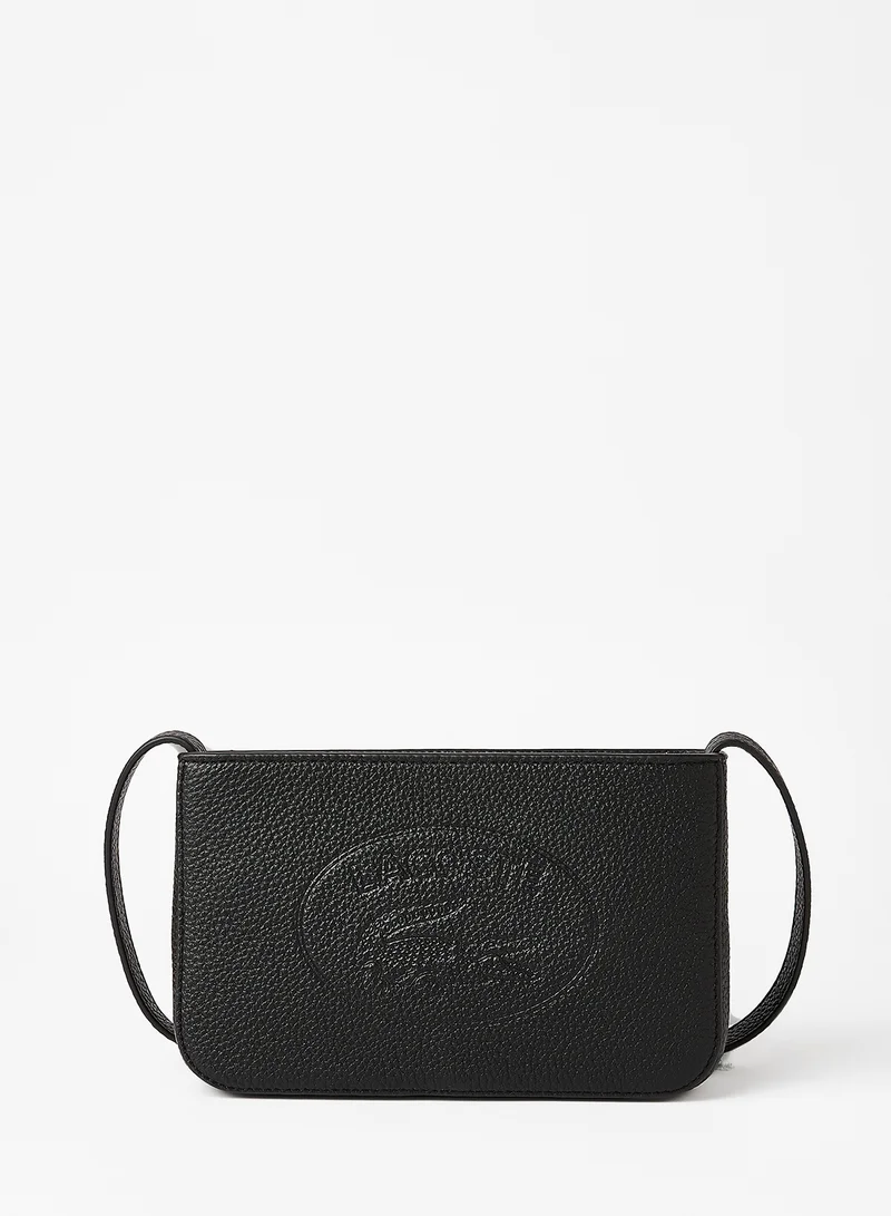 LACOSTE Croco Leather Baguette Bag Black