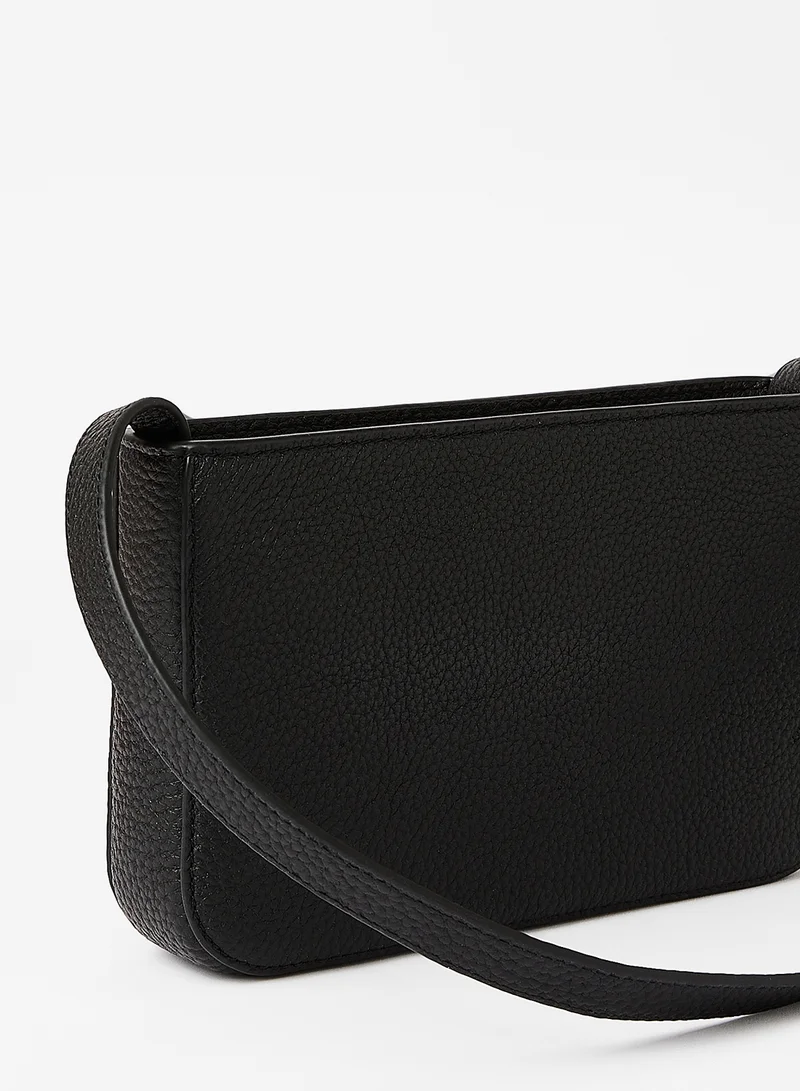 LACOSTE Croco Leather Baguette Bag Black