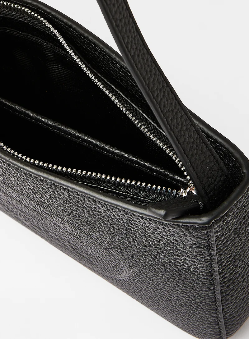 LACOSTE Croco Leather Baguette Bag Black