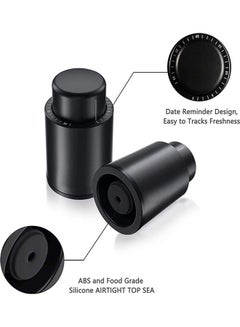 HomarKet 2-Piece Wine Stoppers Black 5x5x8cm  - Image 2