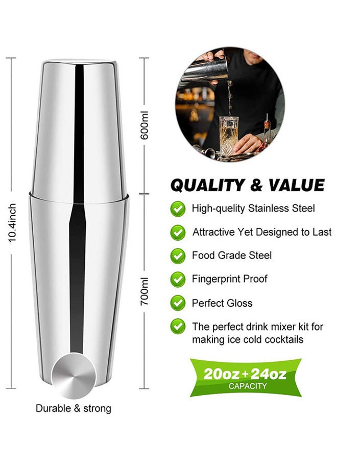 HomarKet - 23-Piece Boston Stainless Steel Cocktail Shaker Bartender Kit Silver/Black 14x10.5x28cm - Image 1