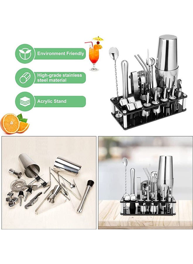 HomarKet - 23-Piece Boston Stainless Steel Cocktail Shaker Bartender Kit Silver/Black 14x10.5x28cm - Image 1