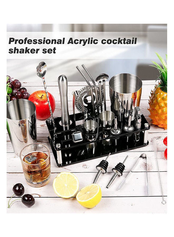 HomarKet - 23-Piece Boston Stainless Steel Cocktail Shaker Bartender Kit Silver/Black 14x10.5x28cm - Image 1