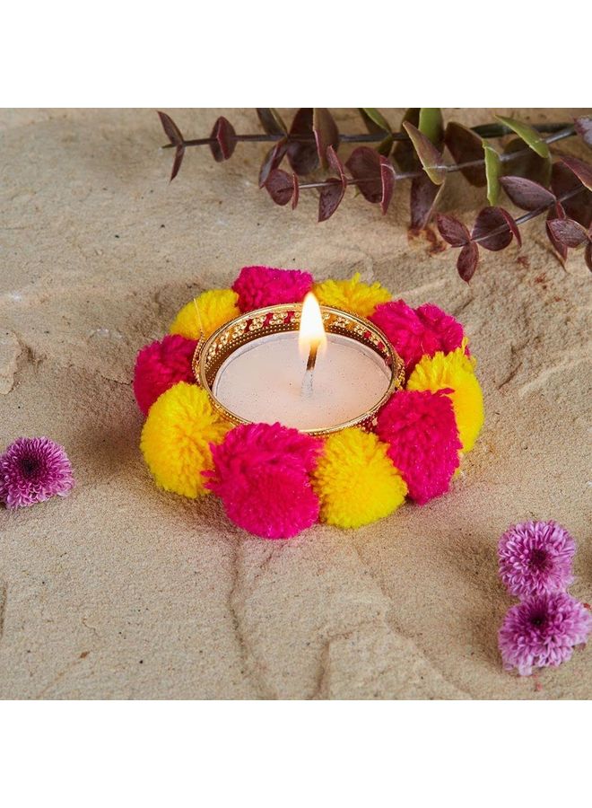 2-Piece Decorative Diwali T Light Candle Holder Multicolour 9cm - Image 2