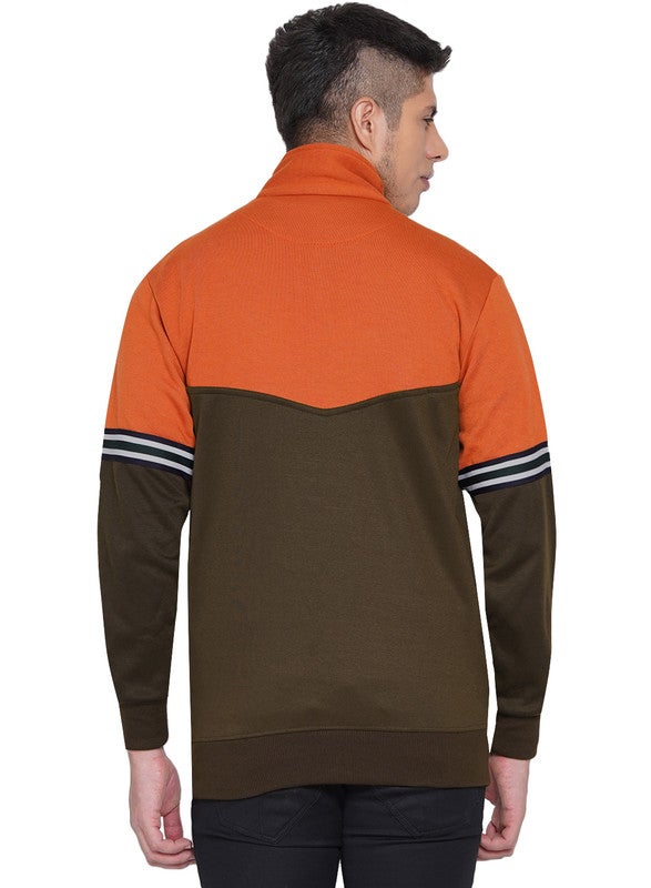 ASHTON BROWN Authentic Colourblock Pattern Full Zip Jacket Brown/Orange  - Image 2