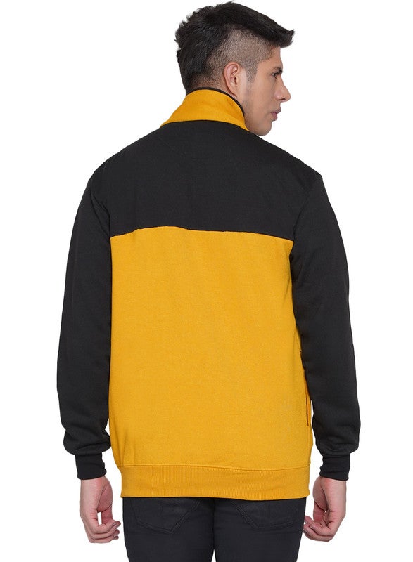 ASHTON BROWN Authentic Colourblock Pattern Full Zip Jacket Mustard/Black  - Image 2