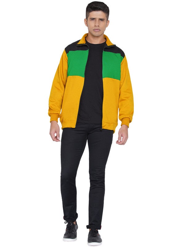 ASHTON BROWN Authentic Colourblock Pattern Full Zip Jacket Yellow/Green/Black  - Image 5
