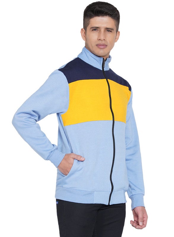 أشتون براون جاكيت أصلي مزود بسحاب كامل بتصميم عدة ألوان أزرق/أزرق غامق/أصفر - Image 3