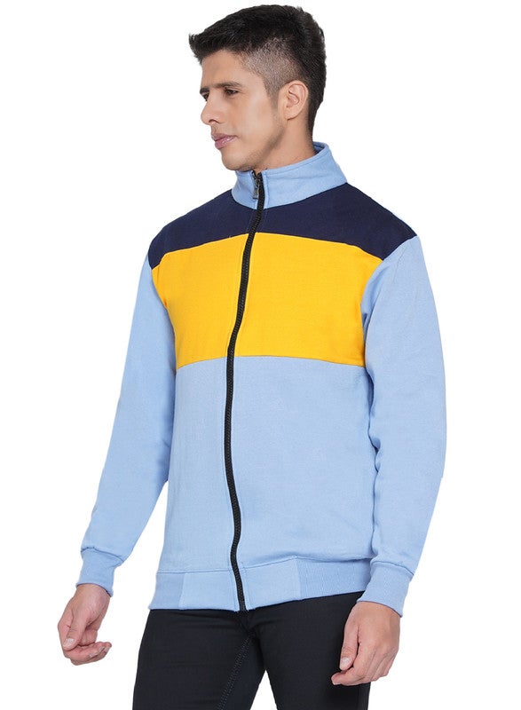 أشتون براون جاكيت أصلي مزود بسحاب كامل بتصميم عدة ألوان أزرق/أزرق غامق/أصفر - Image 4