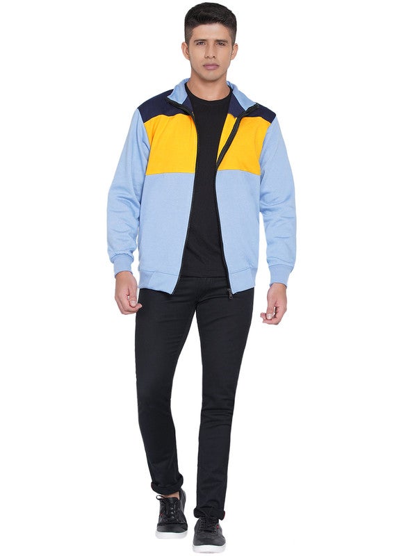 أشتون براون جاكيت أصلي مزود بسحاب كامل بتصميم عدة ألوان أزرق/أزرق غامق/أصفر - Image 5