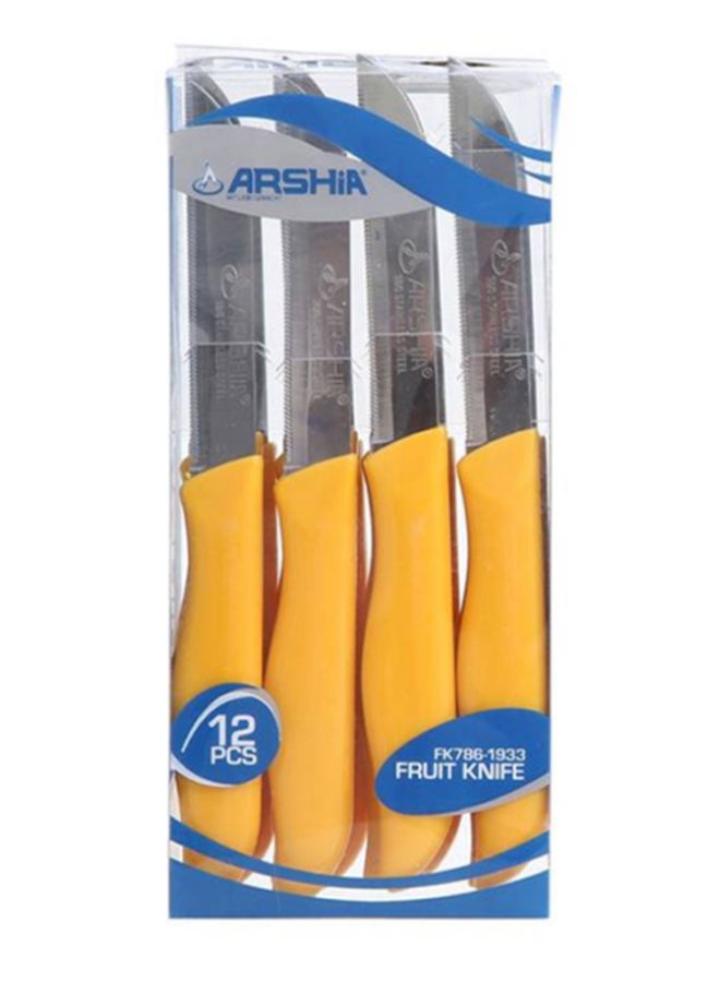 طقم سكاكين فواكه احترافية من 12 قطعة فضي / برتقالي 88ملليلتر