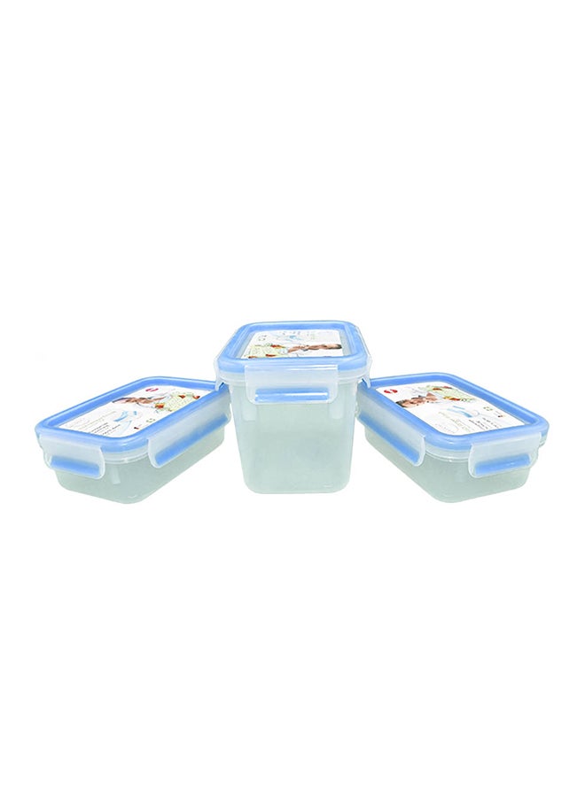emsa 3-Piece Square Clip And Close Food Container Set Transparent|Blue 16.5x11.5x21.5cm - Image 2
