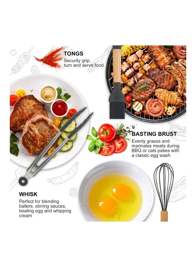 12-Piece Non-Stick Silicone Cooking Utensils Set Multicolour 12.5x12.5x33cm - v1635667305/N51640497A_5