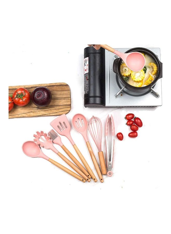 Arabest - 11-Piece Non-Stick Silicone Cooking Utensils Set Pink 12.5x12.5x33cm - Image 1