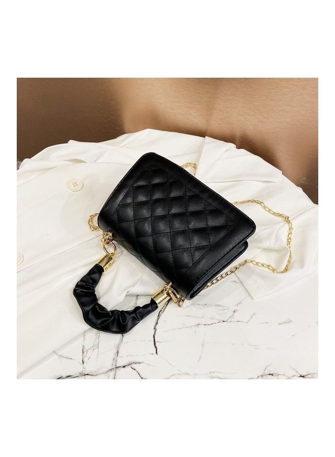Sharpdo - Fashion Rhombus Textured Satchel Black - Image 1