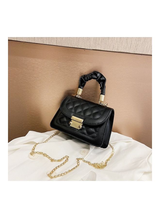 Sharpdo - Fashion Rhombus Textured Satchel Black - Image 1