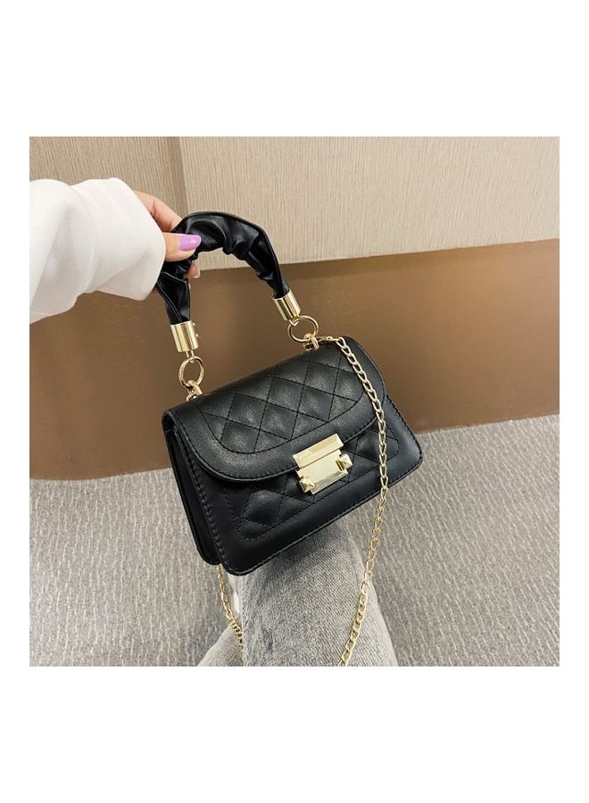 Sharpdo - Fashion Rhombus Textured Satchel Black - Image 1