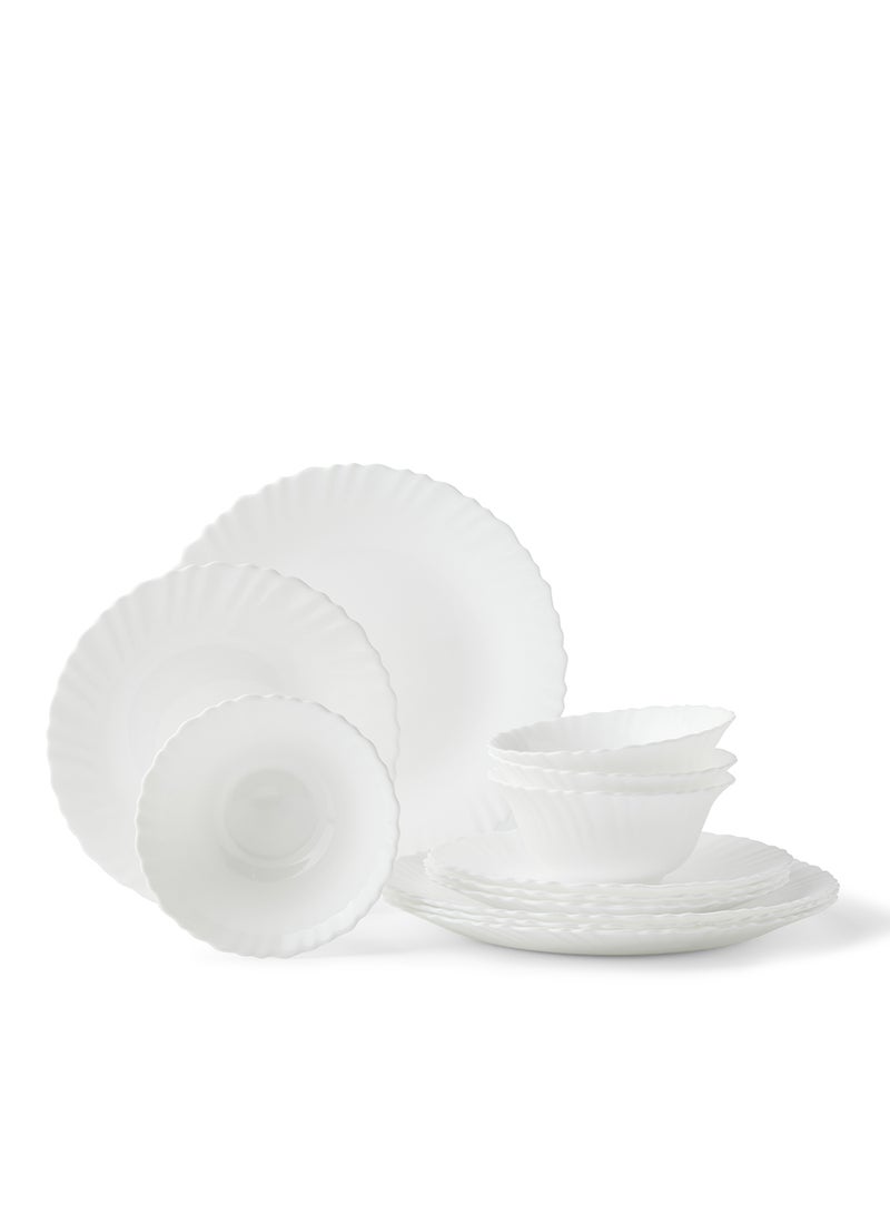 12 Piece Opalware Dinner Set For Everyday Use - Light Weight Dishes, Plates - Dinner Plate, Side Plate, Bowl - Serves 4 - White White - v1635671676/N30536380A_1