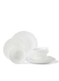 Noon East 12 Piece Opalware Dinner Set For Everyday Use - Light Weight Dishes, Plates - Dinner Plate, Side Plate, Bowl - Serves 4 - White White  - Image 1