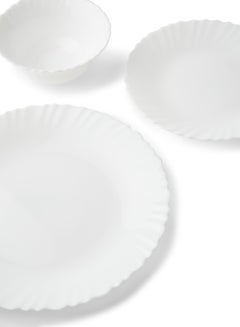Noon East 12 Piece Opalware Dinner Set For Everyday Use - Light Weight Dishes, Plates - Dinner Plate, Side Plate, Bowl - Serves 4 - White White  - Image 2