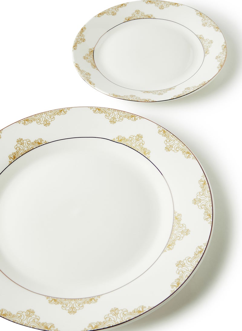 Noon East 12-Piece Porcelain Dinner Set, Plates, Dishes, Bowls, Serves 4 White - Image 2