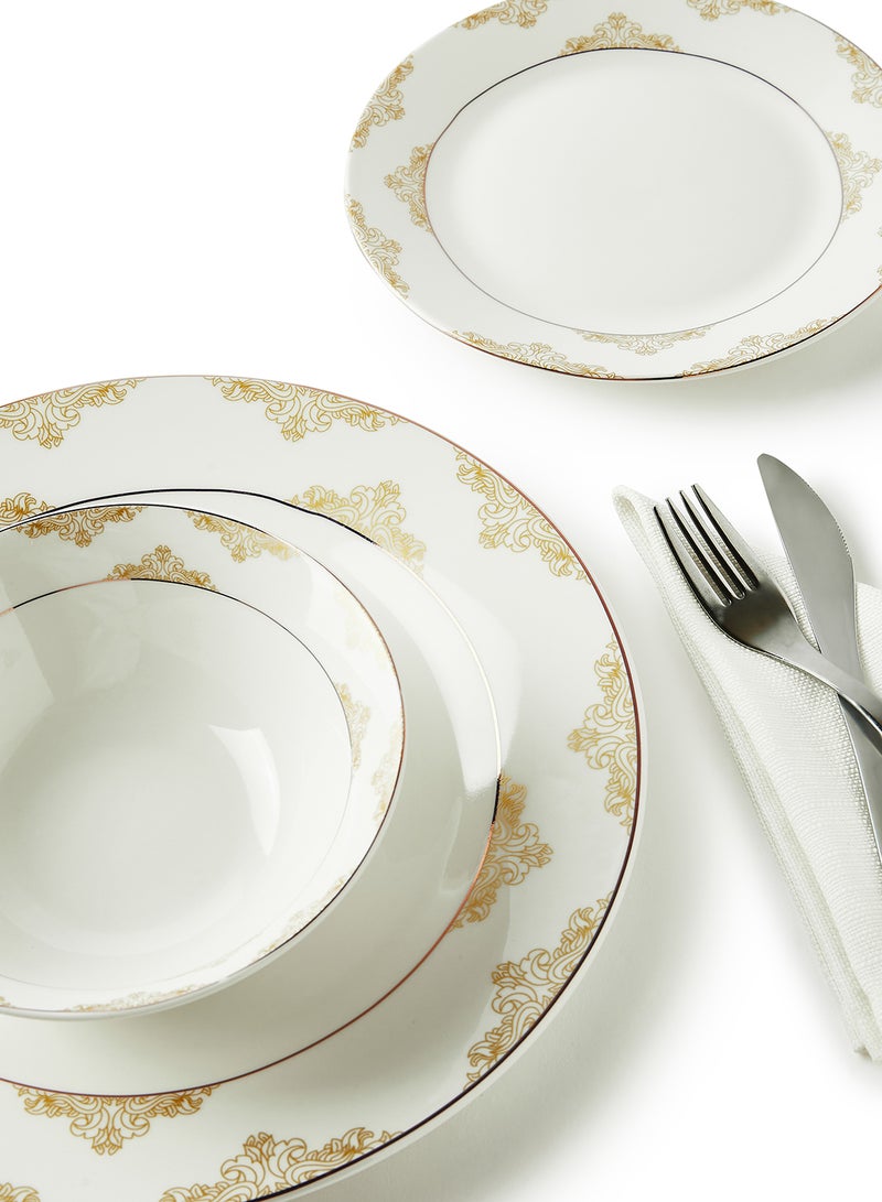 Noon East 12-Piece Porcelain Dinner Set, Plates, Dishes, Bowls, Serves 4 White - Image 4