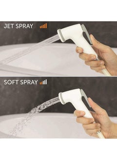 Uni flo Shattaf Head Bidet Sprayer For Toilet Hose Dual Mode Jet Spray Bathroom Shower For Self Cleaning White  - Image 2