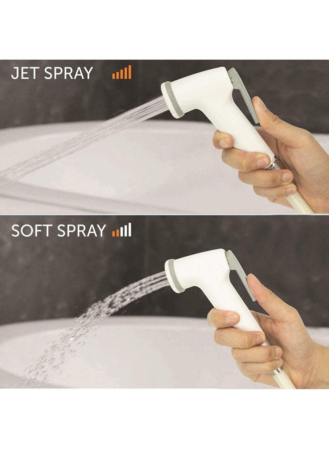 Uni flo Shattaf Head Bidet Sprayer For Toilet Hose Dual Mode Jet Spray Bathroom Shower For Self Cleaning White  - Image 2