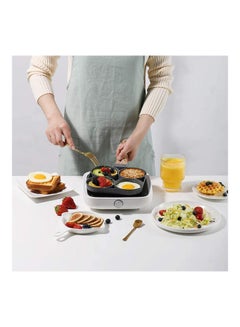 Toshionics 4 Hole Omlet Fry Pan With Wooden Handle For Burger And Ham Pancake Grey/Brown 35.5x16.5x9.1cm  - Image 5
