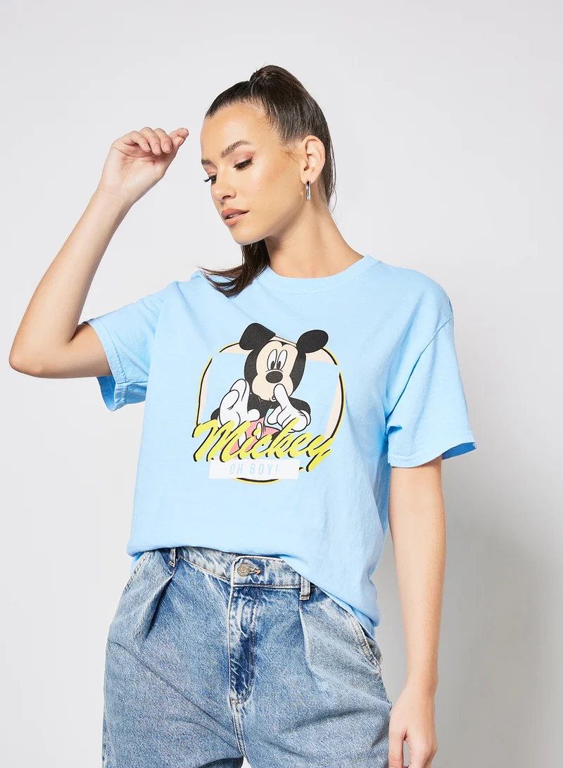 Daisy Street Mickey Print T-Shirt Blue