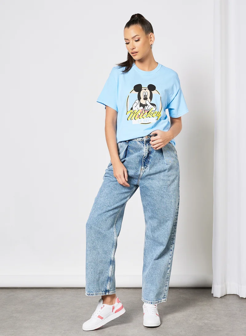 Daisy Street Mickey Print T-Shirt Blue
