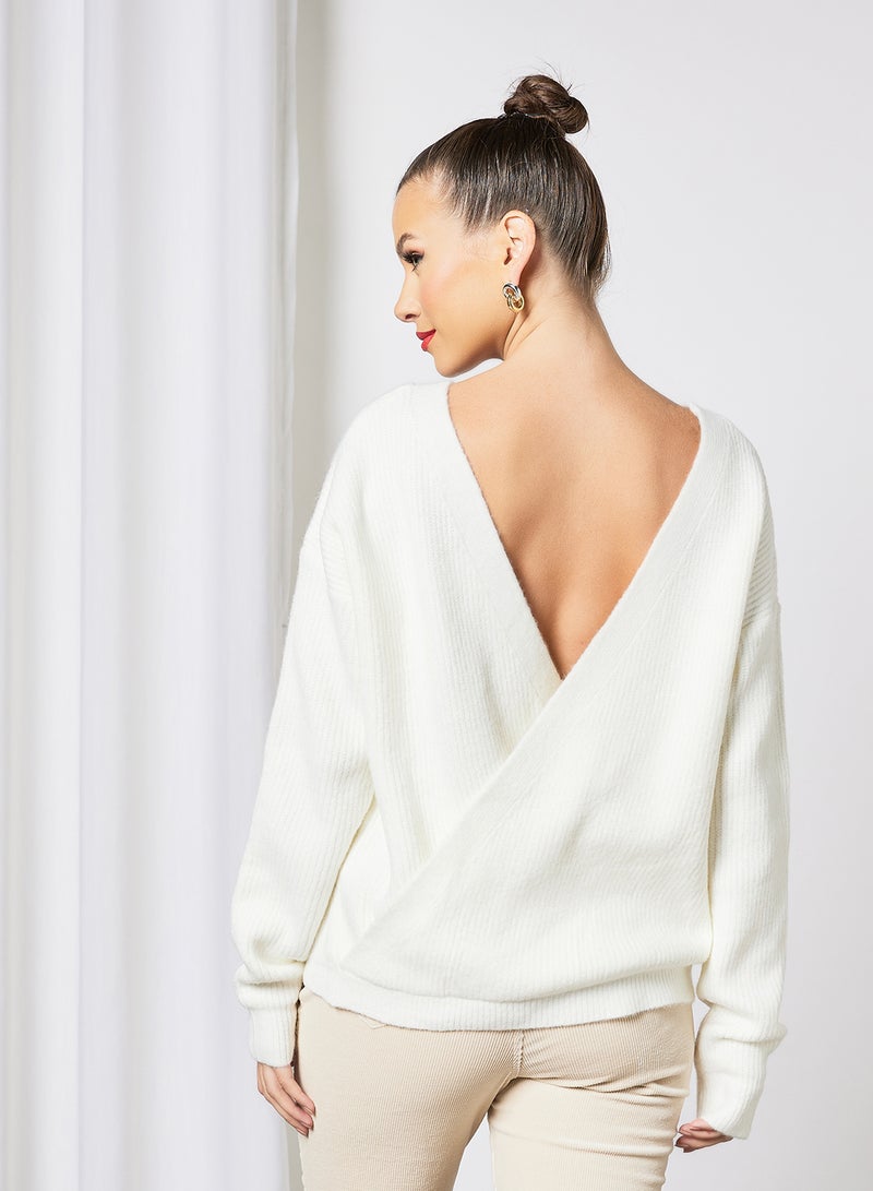 Bardot - Cross Back Knit Top Ivory - Image 1