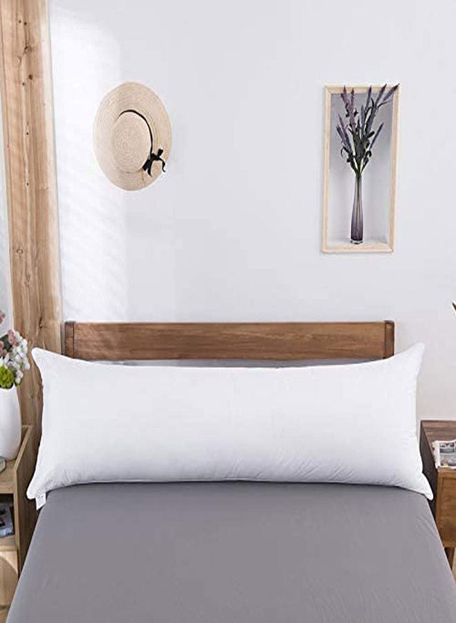 snooze Long Loose Fiber Filling Medium Pillow 1000 GSM Cotton White 40x100cm - Image 2